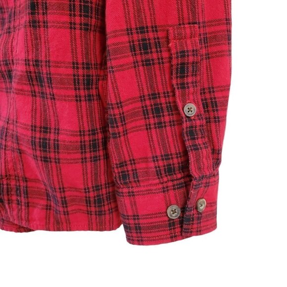Duluth Trading Flannel Shirt Womens Medium Red Plaid Free Swinging Button Front - Picture 4 of 9